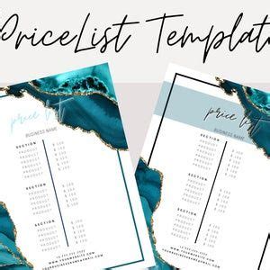 Price List Template Makeup Price List Hair Price List Photography