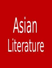 ASIAN LITERATURE.docx - ASIAN LITERATURE Asian literature encompasses ...