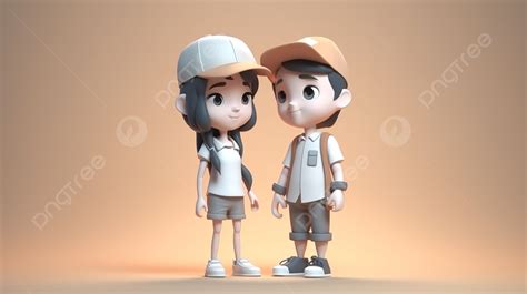 3d Model Of Two Cartoon Characters Background 3d Illustration Cartoon