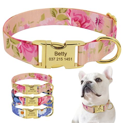 Collar Personalizado De Nailon Con Estampado De Flores Para Perro