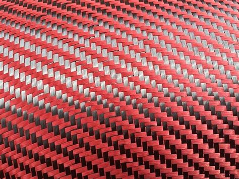 4 X 1 Ft Red Kevlar Fabric 2x2 Twill Weave 3k220g