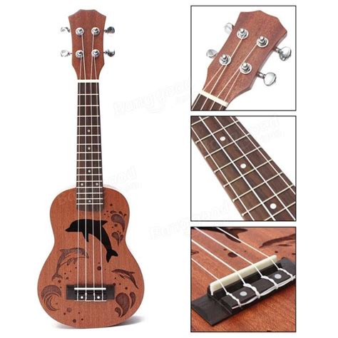 21 Inch Soprano Ukulele Uke Sapele 15 Frets Musical Instrument Dolphin Style Kotimart