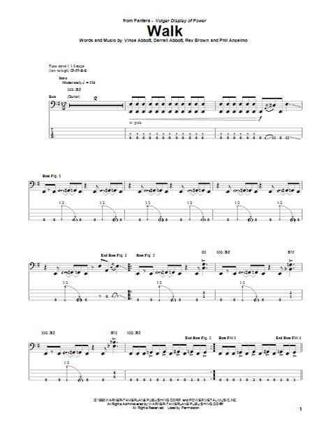 Walk By Pantera Bass Tab Guitar Instructor