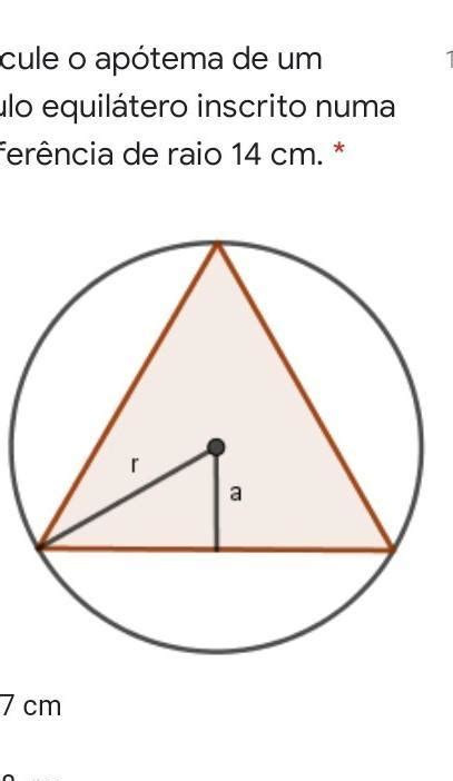 4 Calcule O Apótema De Um Triângulo Equilátero Inscrito Numa