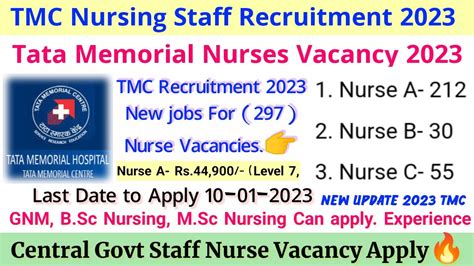 TMC Staff Nurse Vacancy Staff Nurse Vacancy 2023 Nursing Vacancy Tata