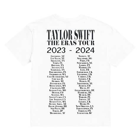 Taylor Swift The Eras Tour White T Shirt Australia Taylor Swift