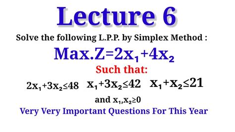 LPP Using SIMPLEX METHOD Simple Step With Solved Problem In Operation