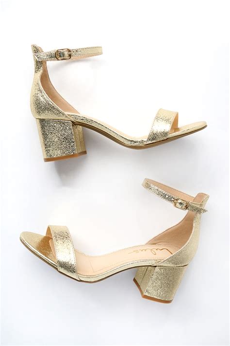 Chic Gold Sandals Single Sole Heels Block Heel Sandals Lulus