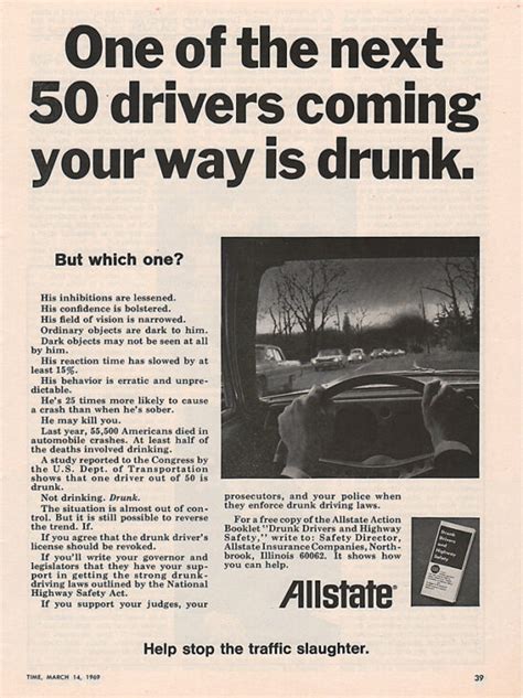 Example Of Fear Appeal In Advertising 1 Of 50 Drivers Is Drunk Allstate The Big Ad