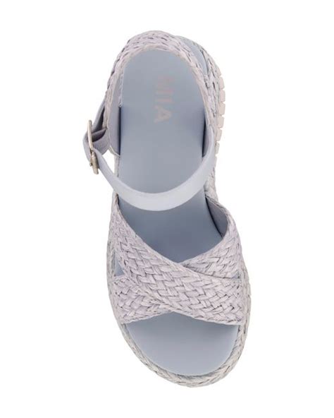 Mia Zamara Raffia Wedge Platform Sandal In White Lyst