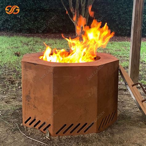 Polygonal Outdoor Corten Steel Fire Pit With Wood Burning China