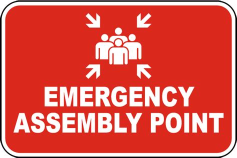 Emergency Assembly Point With Image Sign Fast Shipping And 10 Discount