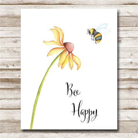 Bee Happy Printable Motivational Quote Inspirational Quote 5x7 - Etsy