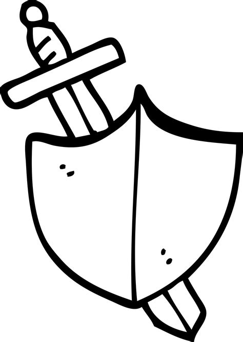 Black And White Cartoon Sword And Shield Vector Art At Vecteezy