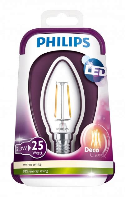 Philips LED Filament 2 3W E14 WW B35 CL ND 4 ProLine