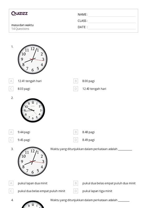 Lembar Kerja Waktu Ke Jam Untuk Kelas Di Quizizz Gratis Dapat