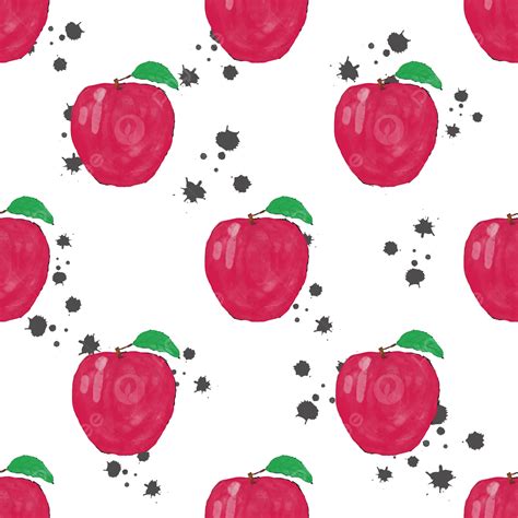 Seamless Pattern With Watercolor Red Apple Background Seamless