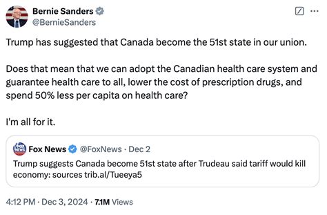 December Rd Tweet By Bernie Sanders Canada St State Know