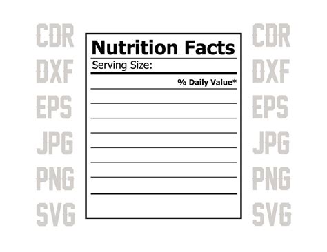 Nutrition Facts Svg Nutrition Table Svg Nutrition Lable Svg Cup