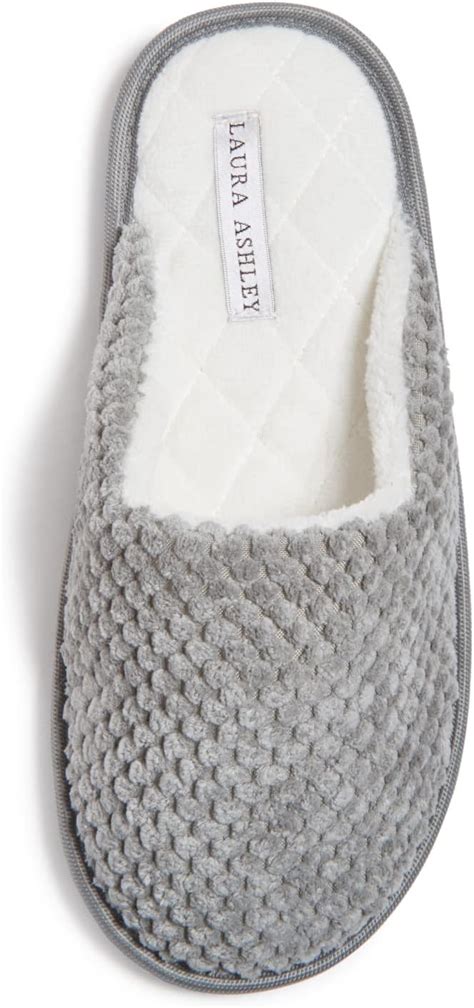 Laura Ashley Womens Plush Memory Foam Scuff Slippers