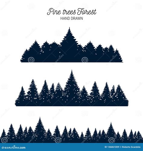 Forest Silhouette Background Stock Vector - Illustration of outline ...