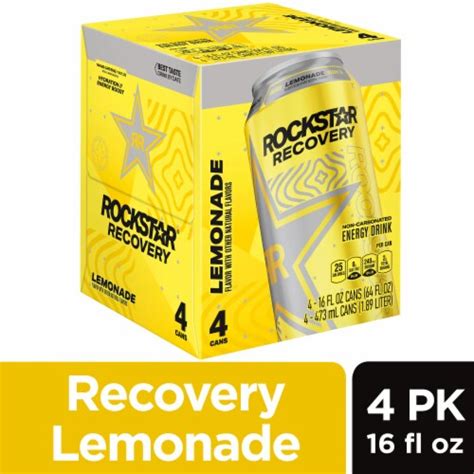 Rockstar Recovery Lemonade Energy Drink Multipack Cans 4 Pk 16 Fl Oz