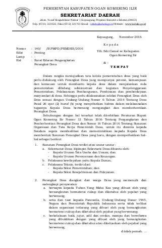 Detail Contoh Surat Tembusan Kepala Desa Koleksi Nomer