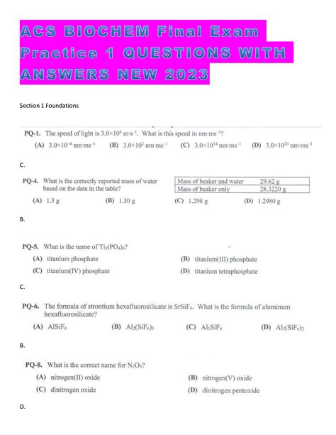 ACS BIOCHEM Final Exam Practice 1 QUESTIONS WITH ANSWERS NEW 2023