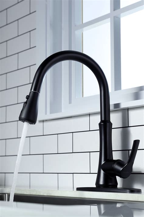 WOWOW Matte Black Pull Down Spray Kitchen Faucet | Matte black kitchen ...