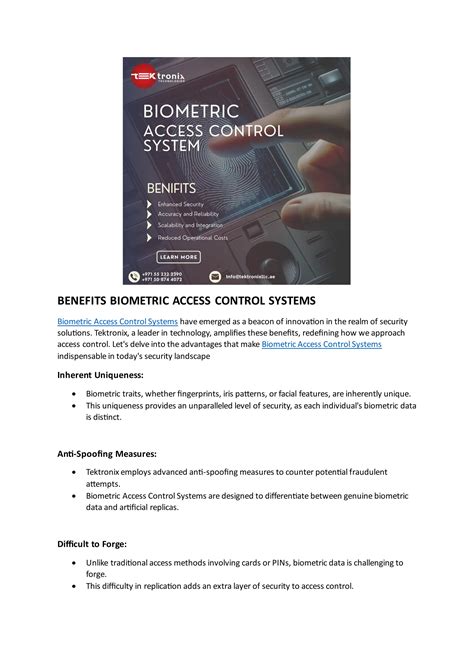 Biometric Access Control System Pdf