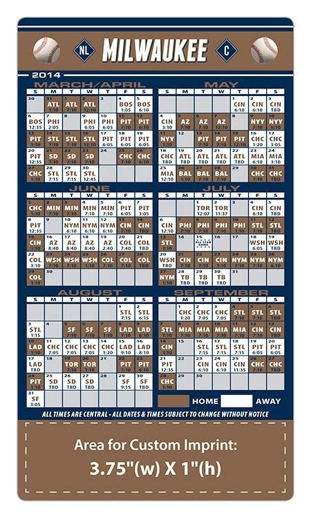 Brewers Schedule Printable