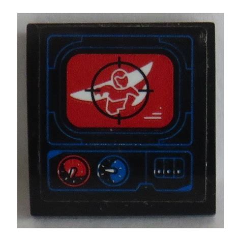 LEGO Slope 2 X 2 Curved With Red HUD Screen And Gauges Sticker 15068