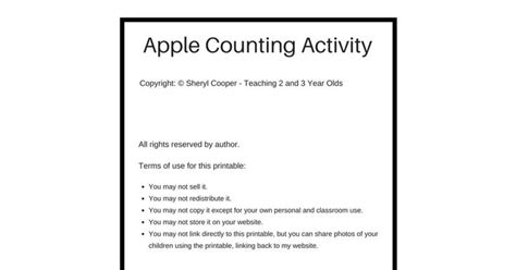 Apple Counting Activity Printable.pdf | Counting activities, Activities ...