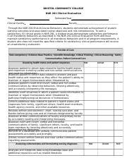 Nur Clinical Evaluation Tool Docx Bristol Community College Nur