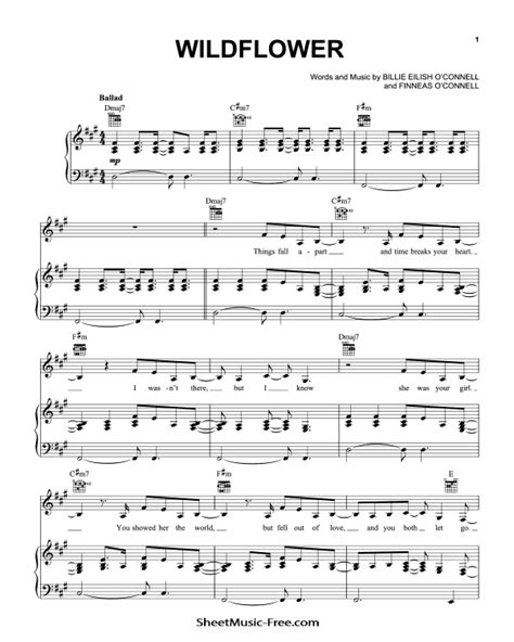 WILDFLOWER Sheet Music Billie Eilish SHEETMUSIC FREE