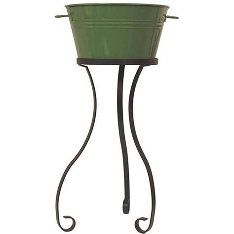 Enameled Galvanized Steel Beverage Tub With Iron Stand Sage Walmart