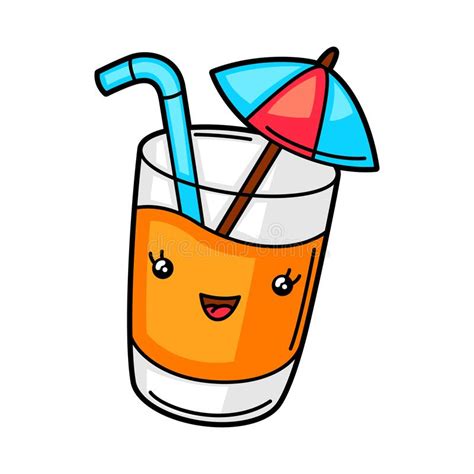 Kawaii Mignonne Illustration De Cocktail Illustration De Vecteur