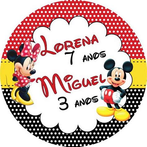 Adesivo Redondo 5cm Minnie E Mickey No Elo7 Personalizart Papelaria