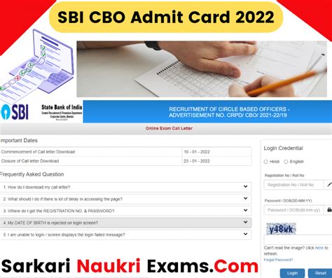 SBI CBO Admit Card 2022 Declared SBI Circle Based Officer Admit Card