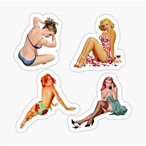 Pin Up Girls Sticker For Sale By Orchitektdesign Redbubble