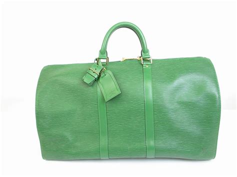 Louis Vuitton Epi Leather Green Duffleandgym Bag Hand Bag Keepall 50 6495 Authentic Brand Shop