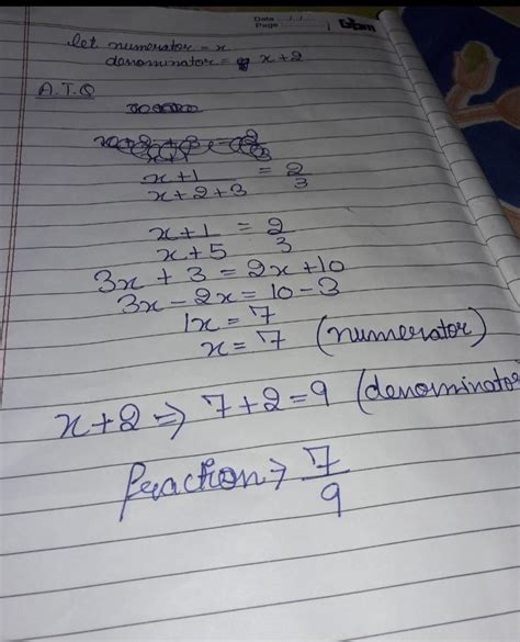 The Denominator Of A Fraction Is 2 More Than Its Numerator If The Numerator Is Increased By 1