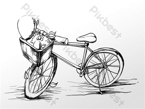 drawing line drawing bicycle | PNG Images PSD Free Download - Pikbest