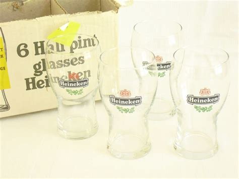 Vintage Imported Heineken Half Pint Glasses Set Of 4 8 Ounce Etsy