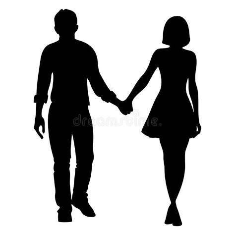 Silhouette Du Couple Tenant La Main Homme Et Femme Amoureux