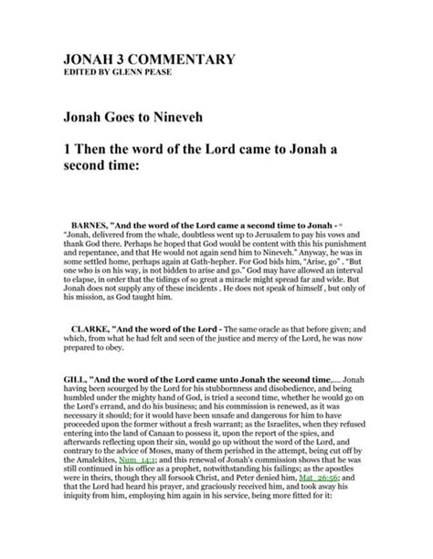 Jonah 3 commentary | PDF