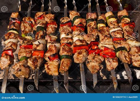 Kebab Skewers stock photo. Image of focus, kabob, meat - 55623774