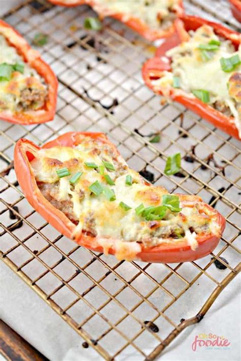 Keto Sausage Stuffed Peppers Without Rice Oh So Foodie