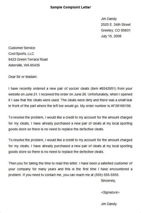 Complaint Letter Template Free Word Templates