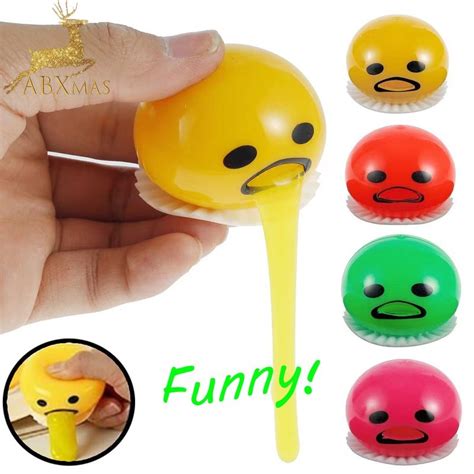 1pc Round Antistress Squishy Puking Egg Yolk Stress Ball Vomit Sucking Lazy Egg Yolk Vomit Egg